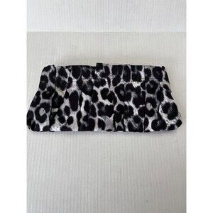 Express Black Animal Print Fabric Clutch Handbag NWT
